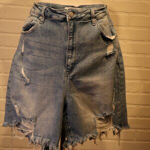 Risen Distressed Stretch Denim Short